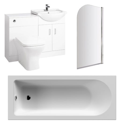  Brava Foundation Straight Single Ended Shower Bathroom Suites 1700 x 750 with Vanity & WC