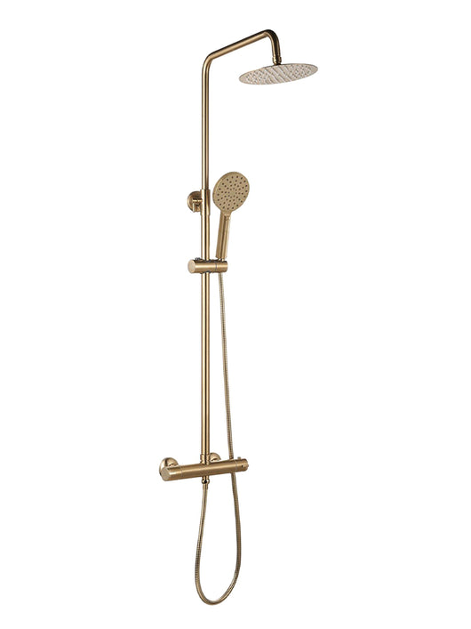  SDG Round Twin Shower Head Brushed Brass