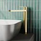 OAKLEY - Brushed Brass Tall Mono Basin Mixer Tap