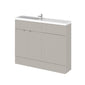 Hudson Reed Fusion 1100mm 2-Door Floor Standing Compact Combination Unit With Straight Basin - Pebble Grey