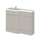 Hudson Reed Fusion 1100mm 2-Door Floor Standing Combination Unit With L-Shape Polymarble Basin - Pebble Grey