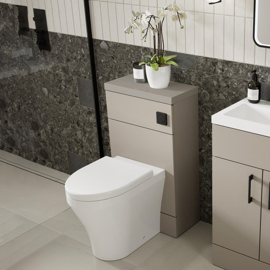  Hudson Reed Fusion 600mm Floor Standing Compact WC Unit with Coordinating Worktop - Pebble Grey