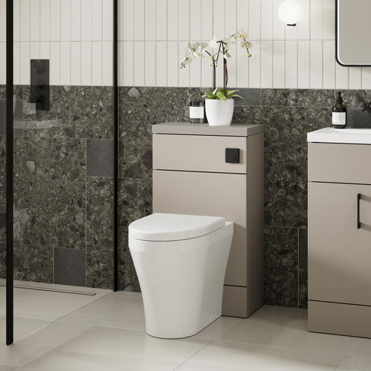  Hudson Reed Fusion 500mm Floor Standing Compact WC Unit with Coordinating Worktop - Pebble Grey
