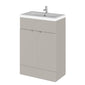 Hudson Reed Fusion 600mm 2-Door Floor Standing Vanity Unit With Ceramic Basin - Pebble Grey