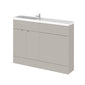 Hudson Reed Fusion 1200mm 2-Door Floor standing Compact Combination Unit With Straight Basin - Pebble Grey