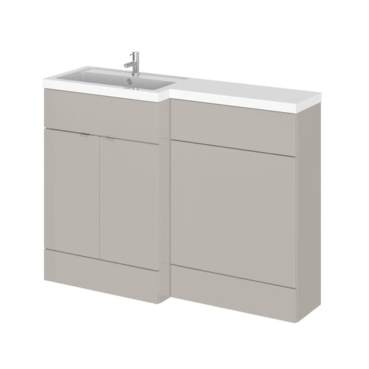  Hudson Reed Fusion 1200mm 2-Door Floor standing Combination Unit With L-Shape Polymarble Basin - Pebble Grey