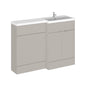 Hudson Reed Fusion 1200mm 2-Door Floor standing Combination Unit With L-Shape Polymarble Basin - Pebble Grey