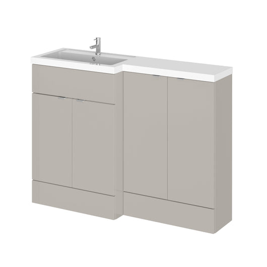  Hudson Reed Fusion 1200mm 4-Door Floor standing Combination Unit With L-Shape Polymarble Basin - Pebble Grey