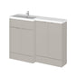 Hudson Reed Fusion 1200mm 4-Door Floor standing Combination Unit With L-Shape Polymarble Basin - Pebble Grey