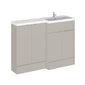 Hudson Reed Fusion 1200mm 4-Door Floor standing Combination Unit With L-Shape Polymarble Basin - Pebble Grey