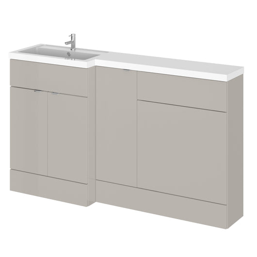  Hudson Reed Fusion 1500mm 3-Door Floor Standing Combination Unit With 600mm WC & L-Shape Polymarble Basin - Pebble Grey