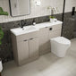 Hudson Reed Fusion 1500mm 3-Door Floor Standing Combination Unit With 500mm WC & L-Shape Polymarble Basin - Pebble Grey