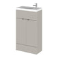 Hudson Reed Fusion 500mm 2-Door Floor Standing Compact Vanity Unit With Side Tap Basin - Pebble Grey