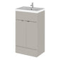 Hudson Reed Fusion 500mm 2-Door Floor Standing Vanity Unit With Ceramic Basin - Pebble Grey