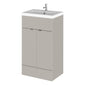 Hudson Reed Fusion 500mm 2-Door Floor Standing Vanity Unit With Polymarble Basin - Pebble Grey