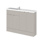 Hudson Reed Fusion 1200mm 4-Door Floor standing Compact Combination Unit With Straight Basin - Pebble Grey