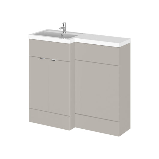  Hudson Reed Fusion 1000mm 2-Door Floor Standing Combination Unit With L-Shape Polymarble Basin - Pebble Grey