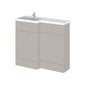 Hudson Reed Fusion 1000mm 2-Door Floor Standing Combination Unit With L-Shape Polymarble Basin - Pebble Grey