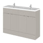 Hudson Reed Fusion 1200mm 4-Door Floor Standing Double Vanity Unit With Ceramic Basin - Pebble Grey