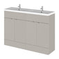 Hudson Reed Fusion 1200mm 4-Door Floor Standing Double Vanity Unit With Polymarble Basin - Pebble Grey