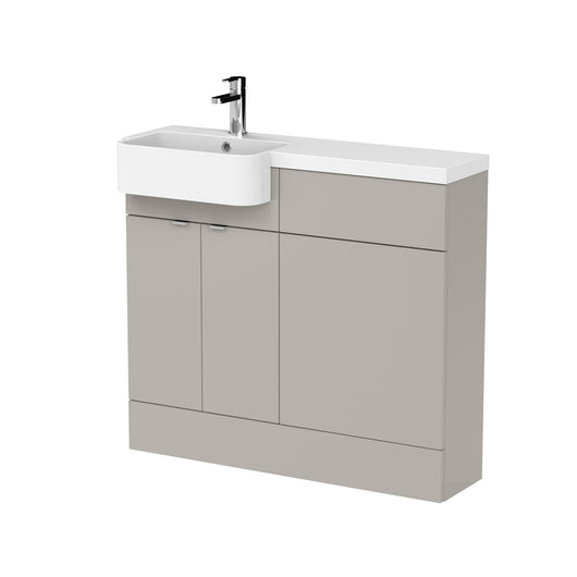  Hudson Reed Fusion 1000mm 2-Door Floor Standing Combination Unit With Semi Recessed Round Basin - Pebble Grey