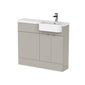 Hudson Reed Fusion 1000mm 2-Door Floor Standing Combination Unit With Semi Recessed Round Basin - Pebble Grey