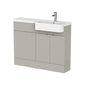 Hudson Reed Fusion 1100mm 2-Door Floor Standing Combination Unit With Semi Recessed Round Basin - Pebble Grey