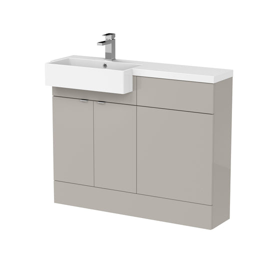  Hudson Reed Fusion 1100mm 2-Door Floor Standing Combination Unit With Semi Recessed Square Basin - Pebble Grey
