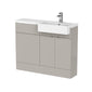 Hudson Reed Fusion 1100mm 2-Door Floor Standing Combination Unit With Semi Recessed Square Basin - Pebble Grey