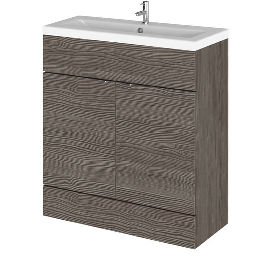  Hudson Reed Fusion Fitted 800mm Floor Standing 2 Door Vanity Unit & Ceramic Basin - Grey Avola