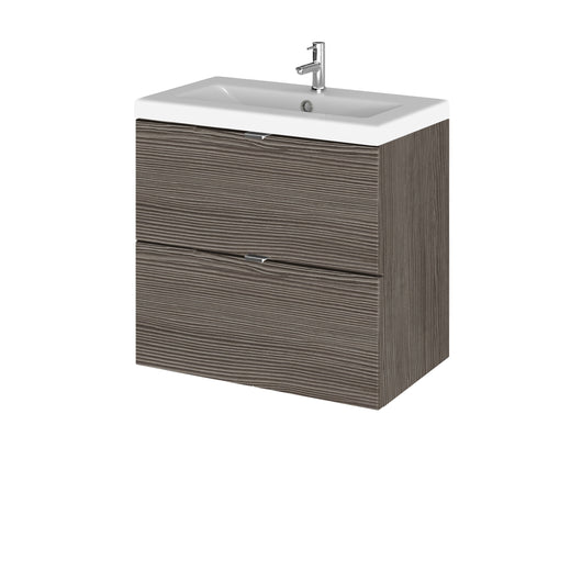  Hudson Reed Fusion 600mm Wall Hung 2 Drawer Vanity Unit & Ceramic Basin - Grey Avola