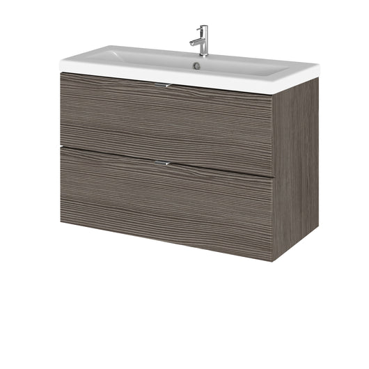  Hudson Reed Fusion 800mm Wall Hung 2 Drawer Vanity Unit & Ceramic Basin - Grey Avola