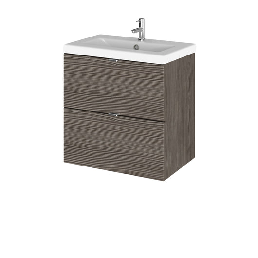  Hudson Reed Fusion 500mm Wall Hung 2 Drawer Vanity Unit & Ceramic Basin - Grey Avola