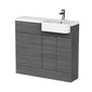Hudson Reed Fusion Floorstanding Combination Unit & Semi Recessed Round Basin 1000mm (2-Door) - Anthracite Woodgrain
