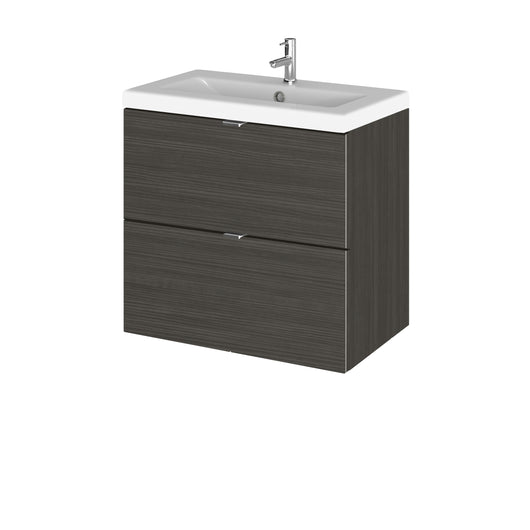  Hudson Reed Fusion 600mm Wall Hung 2 Drawer Vanity Unit & Ceramic Basin - Haciedna Black