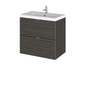 Hudson Reed Fusion 600mm Wall Hung 2 Drawer Vanity Unit & Ceramic Basin - Haciedna Black