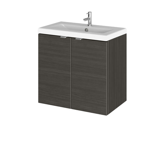  Hudson Reed Fusion 600mm Wall Hung 2 Door Vanity Unit & Ceramic Basin - Haciedna Black