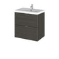 Hudson Reed Fusion 500mm Wall Hung 2 Drawer Vanity Unit & Ceramic Basin - Hacienda Black