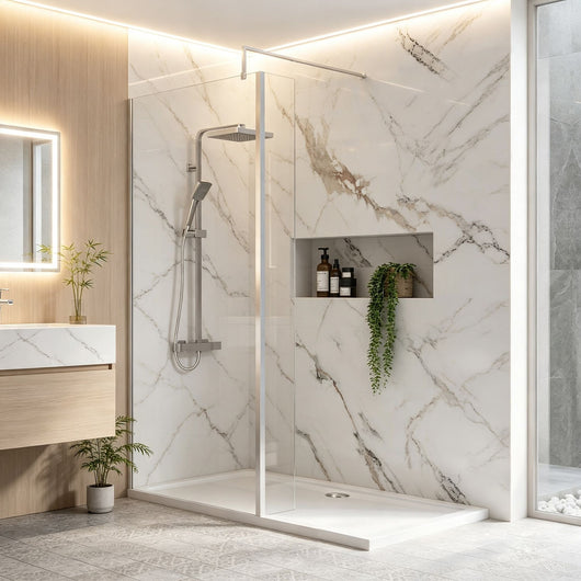  Chrome Enclosure with Stone Shower Tray - Various Sizes Available - welovecouk