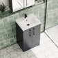 Ryker 500mm Floor Standing 2 Door Vanity & Basin 1 - Soft Black