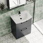 Braydon 600mm Floor Standing 2 Drawer Vanity & Curved Basin - Soft Black