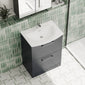 Braydon 600mm Floor Standing 2 Drawer Vanity & Curved Basin - Soft Black