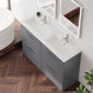 Ryker 1200mm Floor Standing 4 Door Vanity & Double Polybarble Basin - Satin Grey