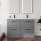 Ryker 1200mm Floor Standing 4 Door Vanity & Double Polybarble Basin - Satin Grey