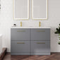 Ryker 1200mm Floor Standing 4 Door Vanity & Double Polybarble Basin - Satin Grey