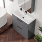 Ryker 800mm Floor Standing 2 Drawer Vanity & Basin 1 - Satin Grey