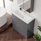 Ryker 800mm Floor Standing 2 Drawer Vanity & Basin 1 - Satin Grey