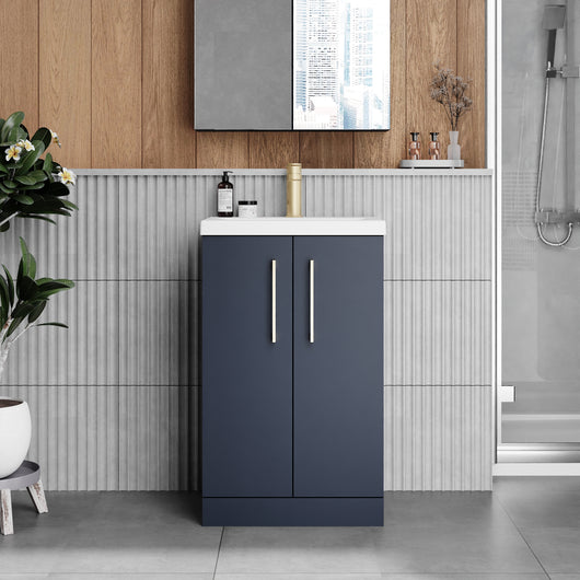  Ryker 500mm Floor Standing 2-Door Vanity & Basin 1 - Midnight Blue - welovecouk