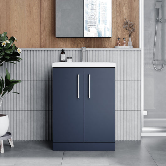  Ryker 600mm Floor Standing 2 Door Vanity & Basin - Midnight Blue