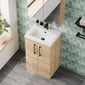 Ryker 500mm Floor Standing 2 Door Vanity & Basin 1 - Bleached Oak